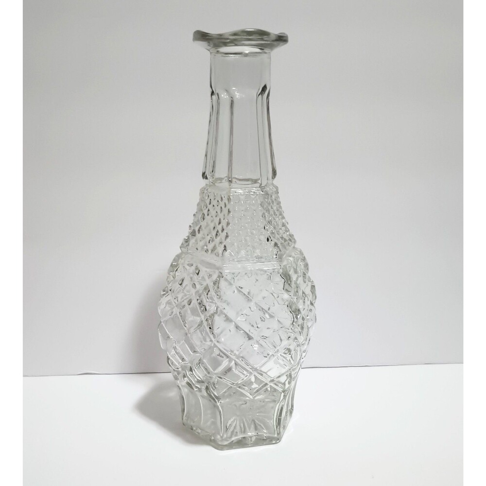 Anchor Hocking Decanter Wexford Glass Diamond Cut Bottle NO Stopper Vintage